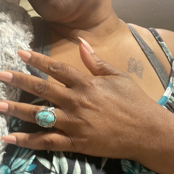 Bohemian Turquoise Stone Silver Ring - Picture 7 of 8